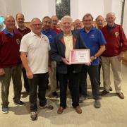 Eddie Howell (centre) with the barbershop singers of Vale Harmony The A Cappella Fellas