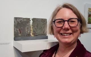 Honeybourne-based Claire Poore pictured with one of her pieces, 'Wall'