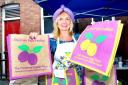 COLOURFUL: Diane Wilson with festival bags. 35118809.