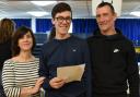 Daniel Logue from The Cotswold School and his parents are overjoyed with the results.