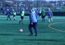 Four members of England's World Cup winning walking football team visited Age UK Herefordshire and Worcestershire's training session for a game