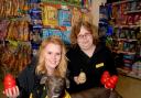 1714579801 Paul Jackson 22.04.14 Evesham Just For Pets have donated dog toys to The Dogs Trust. From left - Sarah Fortey, Dogs Trust volunteer co-ordinator and Laura Bradley, supervisor, Just For Pets. (5591994)