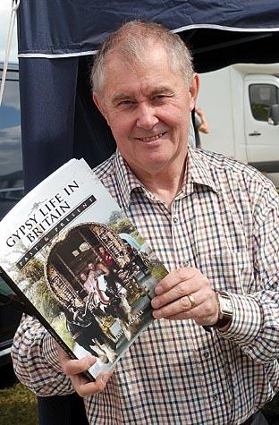 John McKale from Newcastle selling his books about gypsy life in Britain