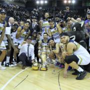 Wolves celebrate their BBL Cup win at Arena Birmingham with head coach Matt Newby looking to avoid a hangover against Newcastle Eagles tonight. Picture: KEITH HUNT