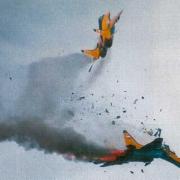 Two MIG-29s crash at RAF Fairford. Photo: Gloucestershire Police Archives