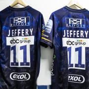 'Jeffery 11' shirt presented to Evesham RFC in memory of Jack Jeffery who died playing for his club earlier this month.