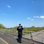 Police monitoring speeds at accident hotspot near Evesham.