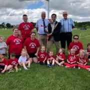 Pershore Town Mayor, Cllr Matthew Winfield, sounded a hooter to open the 60th event, with the 2-6-year-old Pershore Pups the first of the club’s sections to take to the field. All photos by Colin Allen