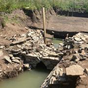 BRIDGE:  The stone bridge unearthed in Evesham