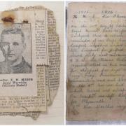 The journal, belonging to Lance Corporal F.H.Mason, was discovered in a recent house clearance donation. Pictures: Oxfam Evesham.