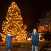 The Rowlands have vowed to light up a 50ft tree outside their house this Christmas. Credit: SWNS