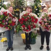 Staff at Sliver Birch at BHGS with the bumper bouquets