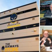 CONCERN: Worcester's mayor Adrian Gregson (bottom right) has called on the council to look into potentially seizing Sixways from new owners Atlas fronted by former chief executive Jim O'Toole (top right) and former player James Sandford