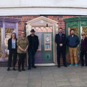 WDC place project officer Caroline Tredwell, Almonry Museum manager Ashleigh Jayes, Battle of Evesham director Mick Hurst, Evesham Place Board chair Tom Tarver, artist Milan Topalovic and Gill Pawson, chair of Vale of Evesham Civic Society