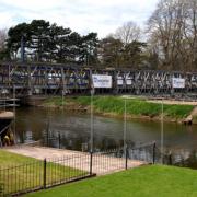 The new temporary footbridge across the River Avon in Evesham