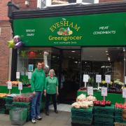 GOING GREEN: Rob Bowers and Karen Walden outside the Evesham Greengrocer