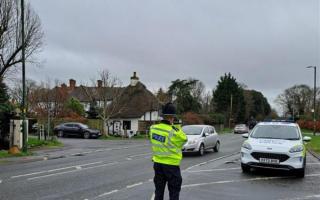 Police were seen with speed cameras on Green Hill in Evesham.