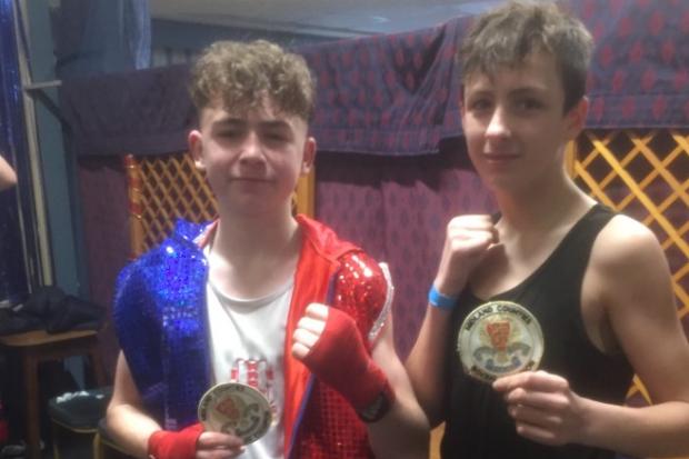 Ryan Jones and Tyler Bryce. Picture: WORCESTER CITY AMATEUR BOXING CLUB