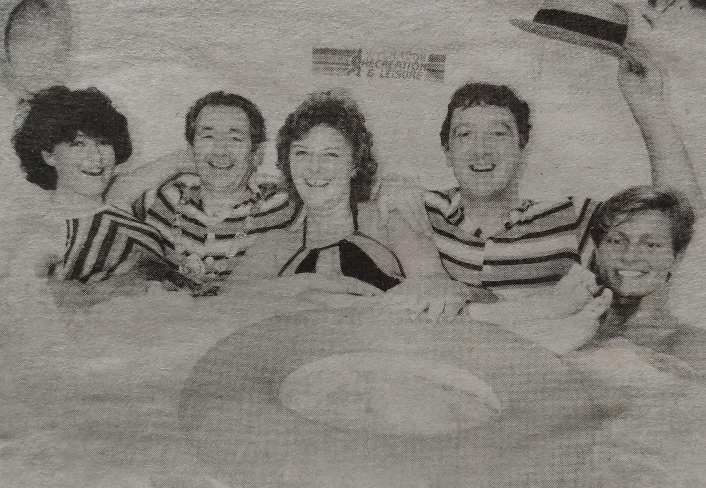 September 1987 and Wychavon councillors tried out the new spa bath at Evesham swimming pool and sports complex. From left, Helen Neilsen; Don Lawley, Wychavon District Council chairman; Angela Tidmarsh; Colin Garrett, council officer; and Kay Summers