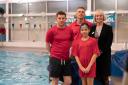 Evesham Swimming Club head coach Graham Begley (left) and chairman Rob Harrison with Evesham Leisure Centre manager Kay McBride and club para-swimmer Evie Wu, 11. Picture: GEORGE GRIFFITHS/RIVERS FITNESS