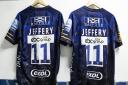 'Jeffery 11' shirt presented to Evesham RFC in memory of Jack Jeffery who died playing for his club earlier this month.
