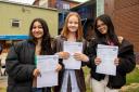 From left to right: Maria Barone, Beatrice Williams and Joelle Badar. Pupils at Prince Henry's High School receiving GCSE results.
