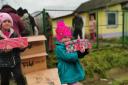 Presents were handed out in the commune of Salacea in Bihor County, Romania