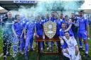 News: Pershore Town celebrate winning the Hellenic League Division One title.