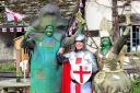 Gus, St George, and the Asparafairy at the launch of the British Asparagus Festival