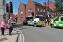 Police cars arrived at Avon Street after crash. PIcture: Tim Haines