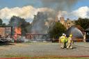 Farm building fire at Abbot's Salford, near Evesham