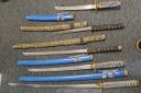 SWORDS: Samurai swords seized as part of the investigation into the County Lines drug dealing