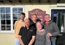 The pub staff and punters at The Gate Inn who helped to save a woman's life. Back row L-R: Mitch Ashmead, Matt Henson and Gary Benfield. Front row: Ian and Julie Leyton.