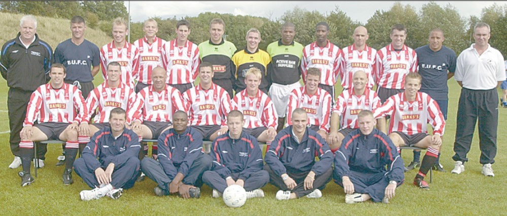 The Evesham United squad pictured at the start of the 2002-03 season, when they had got off to a flying start 