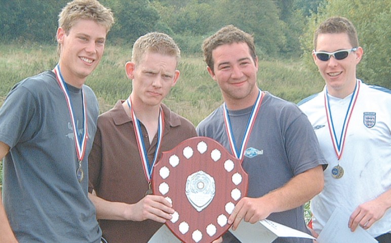 It’s September 2005 and the winners of the annual Eckington Raft Race, from left; Liam Ireland, Matt Hartwell, Andy Bridges and Richard Gozling