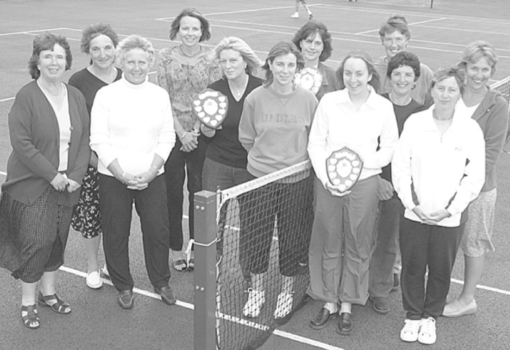 Members of the successful sides in the Evesham Ladies Summer Tennis League collected their silverware at the presentation night at Littletons TC in October 2002