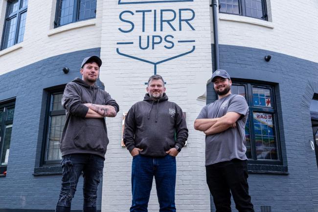 READY: Darren Strickland (Chef and Co-Founder), Adam Padolski (General Manager), Stuart Bailey (Co-Founder) at StirrUps in Evesham