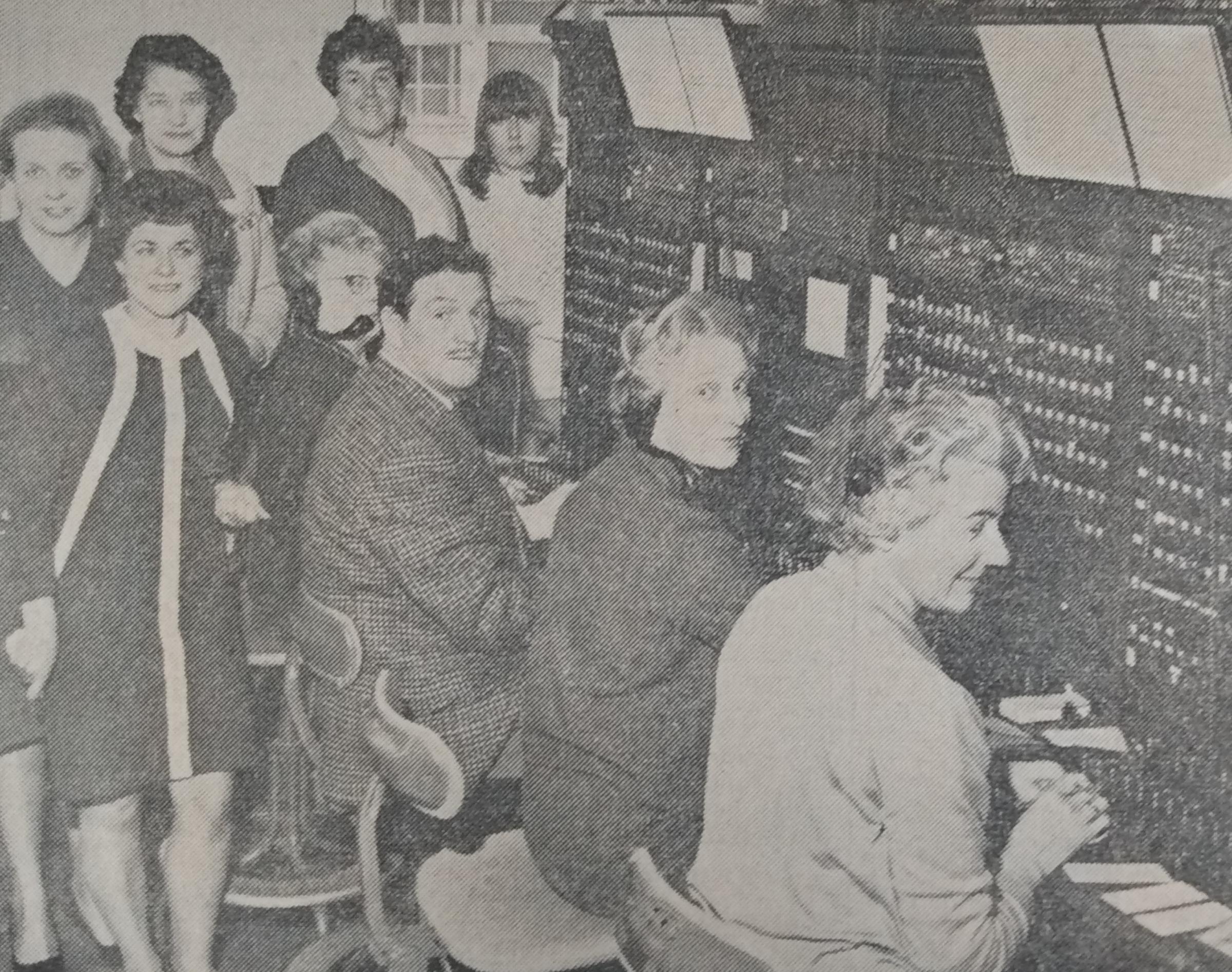 It’s November 1967 and the team of daytime telephone exchange operators are pictured just a few months before they were due to be replaced by an automated system