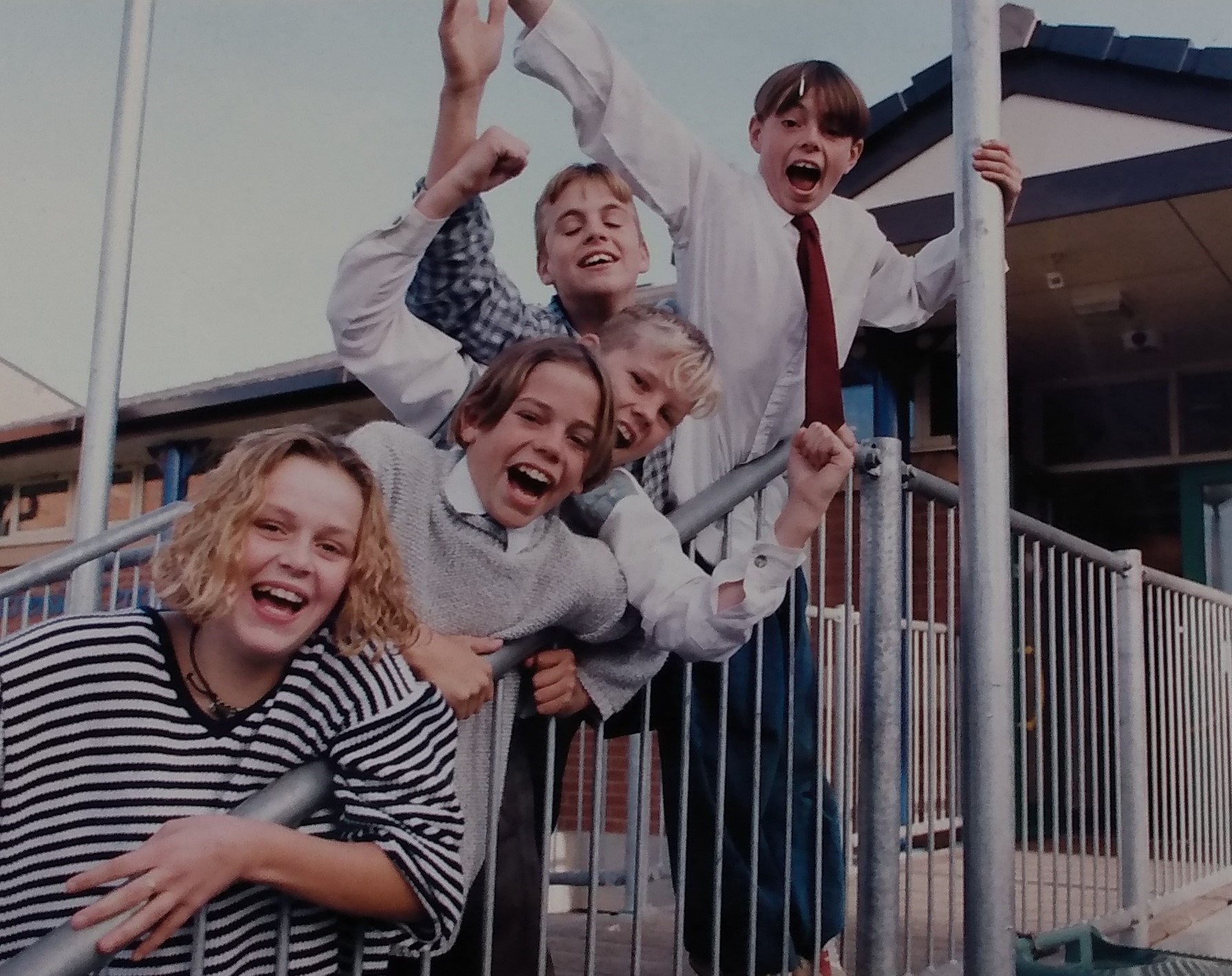 It’s October 1995 and Anna Lambert, Leon Tomkins, Luke Tomkins, Matthew Schramm and Dean Cosnett celebrate the opening of a new youth centre in Pershore