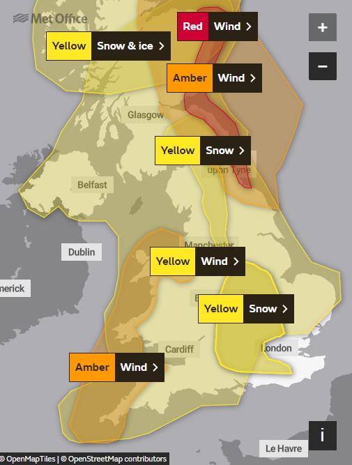 Evesham Journal: Weather warnings across the UK