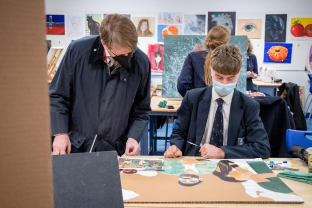 Evesham Journal: MP Nigel Huddleston was impressed with the skills on show at the school's new art and DT centre