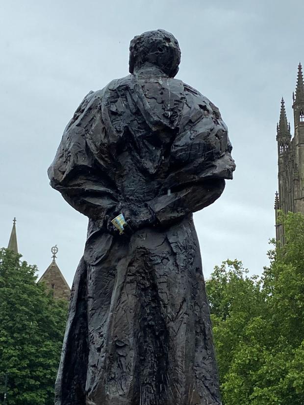Evesham Journal: Edward Elgar statue in Cathedral Square.