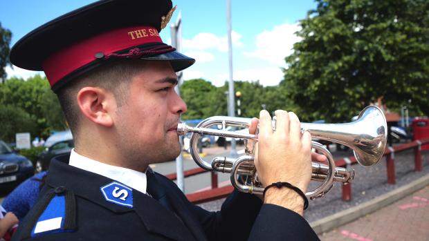 Evesham Journal: POWERFUL: A bugler at Worcestershire Royal Hospital in Worcester 
