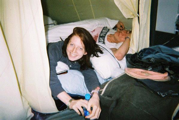 Kate and Jack waking up in their tent