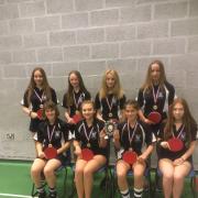 Prince Henry High’s School’s under 16s table tennis girls. Picture: JOHN MCKAY