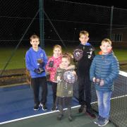 Bidford-on-Avon Tennis Club’s Robert Sellicks, Emma Sellicks, Poppy Harman, Max Weston and Alexander Golby. Picture: CORIN BISHOP