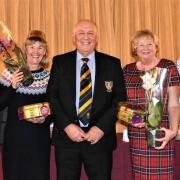 The winning ladies' team receive their prizes from captain Andy Basford (left to right): Angela Sollis, Irene Hawkes, Barb Buggin and Sue Barker. Picture: BROADWAY GOLF CLUB