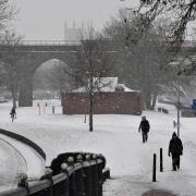 SNOW: Pedestrians brave the snow in Worcester City Centre in 2018