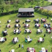 An aerial view of the Angel Hotel's Little Plum event.