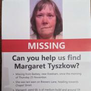 A poster for missing woman, Margaret Tyszkow